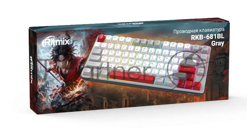 Клавиатура проводная Ritmix RKB-681BL Gray серый-бордовый