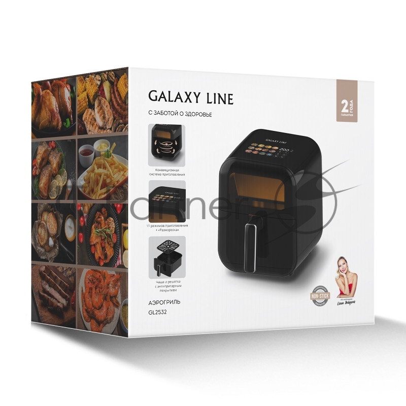 Аэрогриль Galaxy Line GL2532 черный, 1800 Вт, 4.5 л, сенсор, 11 программ