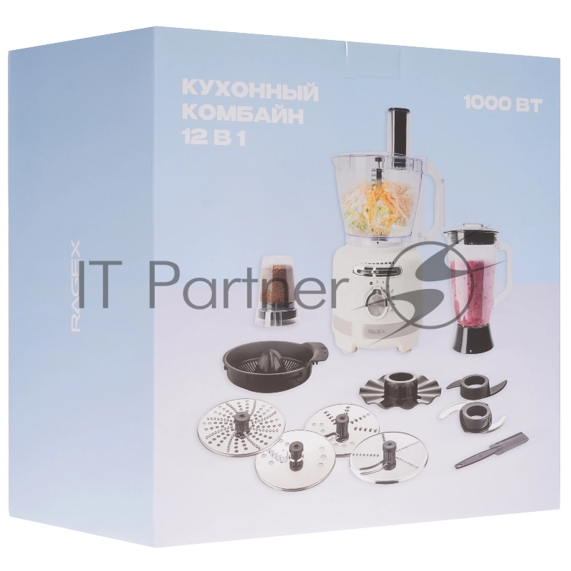 Кухонный комбайн RAGEX R108-105 бежевый 1000Вт 6 скоростей