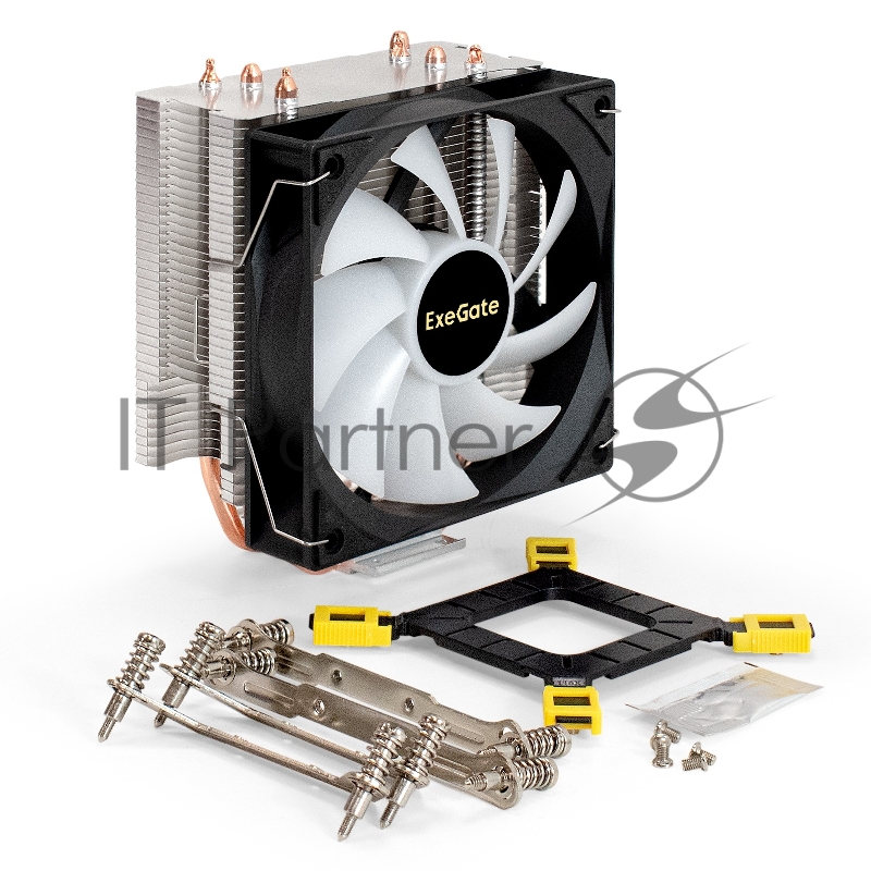 Кулер ExeGate Wizard EXX400V3-PWM.FRGB (Al+Cu, 4 тепл.трубки, LGA775/1150/1151/1155/1156/120 TDP 140W, Fan 120mm, PWM, 800-1800RPM, Hydro bearing, 4pin, 11-24db, 540г, FRGB подсветка, с термоп