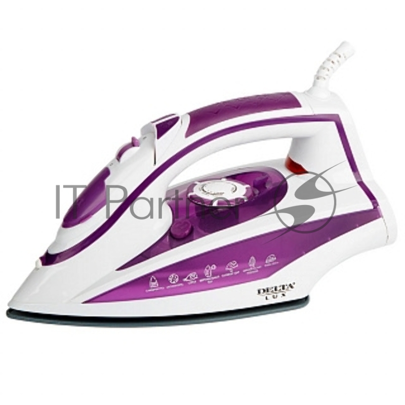 Утюг Delta LUX DL-352 белый с фиолетовым, 2200 Вт, 30 г/мин, 140 г/мин, 300 мл