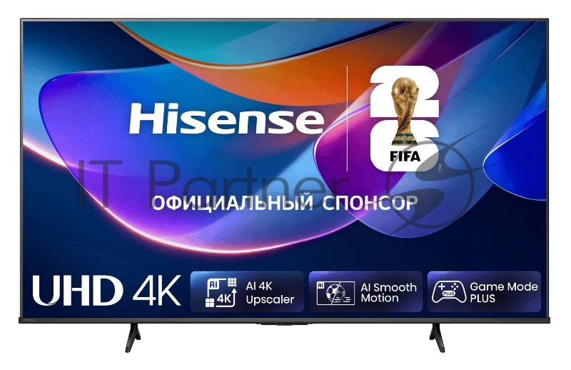 Телевизор ЖК 50 Hisense 50, Ultra HD, VA, DLED, Smart TV (HomeOS U9.5), Wi-Fi, DVB-T2/C/S2, 2х10W, Game Mode Plus, CI+(1.4), 3хHDMI, 2хUSB, 300 nits, 5000:1, Works with Alexa, Alexa Built-in, VIDAA Voice, Yandex, Black, 2026