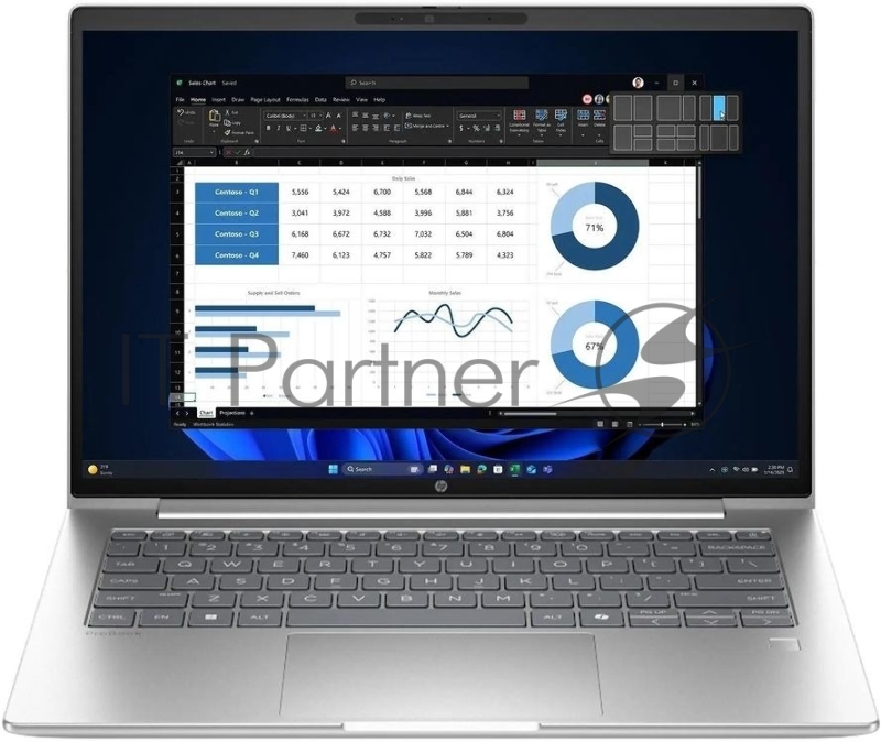 Ноутбук HP ProBook 4 G1i Core i5 1334U 16Gb SSD512Gb Intel Iris Xe graphics 14 WUXGA (1920x1200)/ENGKBD Windows 11 Pro silver WiFi BT Cam (BX7Y0AT)