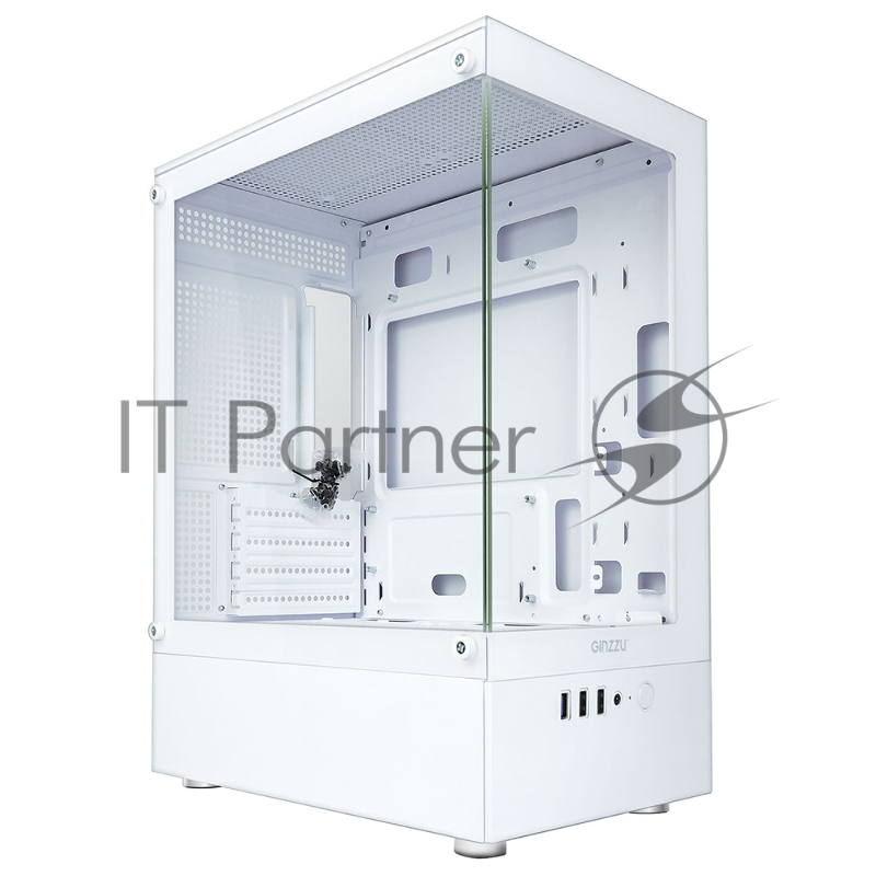 Корпус Ginzzu CL480 mATX передняя панель Стекло Белый
