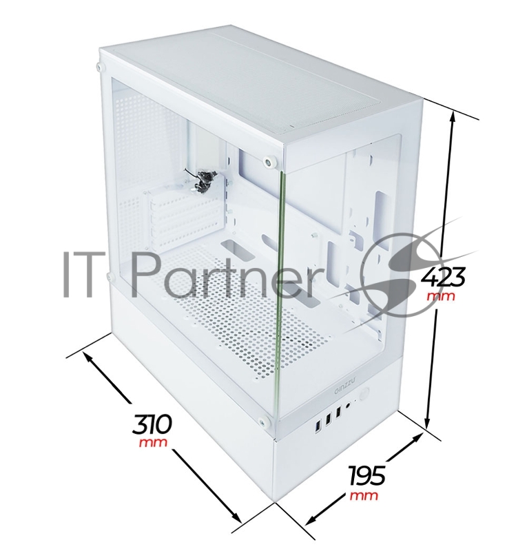 Корпус Ginzzu CL480 mATX передняя панель Стекло Белый