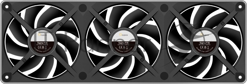 Вентилятор для корпуса Ocypus Sigma F36 BK ARGB, 3x120x120x25mm, 4-PIN PWM, 500-2200 RPM, 36 DBA MAX, FLUID DYNAMIC BEARING
