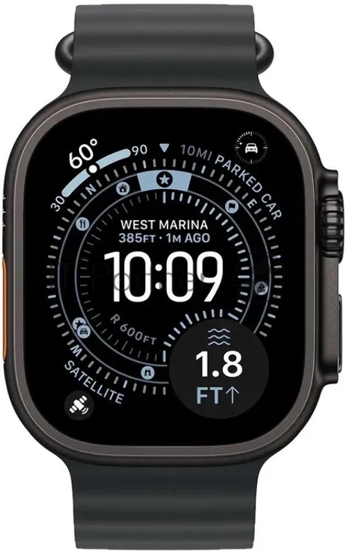 Смарт-часы Apple Watch Ultra 3 2025 A3281 49мм OLED корп.черный титан Ocean band рем.черный разм.брасл.:130-210мм (MF0J4LW/A)