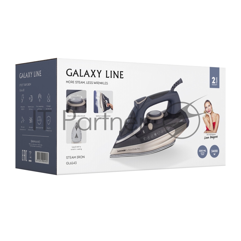 Утюг Galaxy Line GL 6143 синий, 3400 Вт, 80 г/мин, 240 г/мин, 300 мл