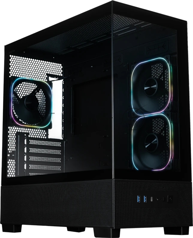 Компьютерный корпус XASTRA Q500M 3ARGB-FG-C10-UC Black mATX/Aquarium/Screewless/ 3x120mm ARGB PWM FG fans/Argb+PWM HUB 10port/ Type-C/ Q500M-3FG12A-C10-UC