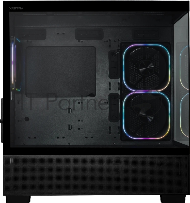 Компьютерный корпус XASTRA Q500M 3ARGB-FG-C10-UC Black mATX/Aquarium/Screewless/ 3x120mm ARGB PWM FG fans/Argb+PWM HUB 10port/ Type-C/ Q500M-3FG12A-C10-UC