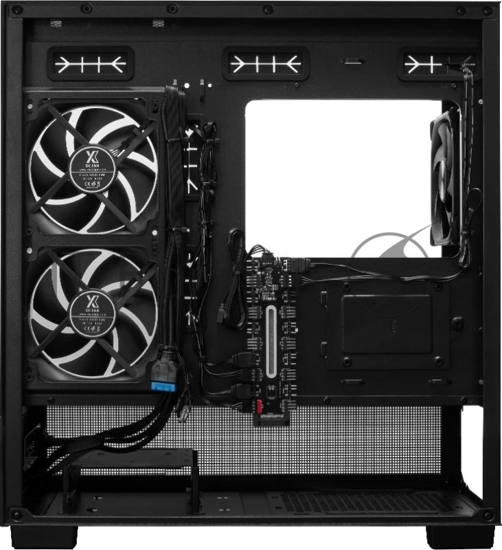 Компьютерный корпус XASTRA Q500M 3ARGB-FG-C10-UC Black mATX/Aquarium/Screewless/ 3x120mm ARGB PWM FG fans/Argb+PWM HUB 10port/ Type-C/ Q500M-3FG12A-C10-UC