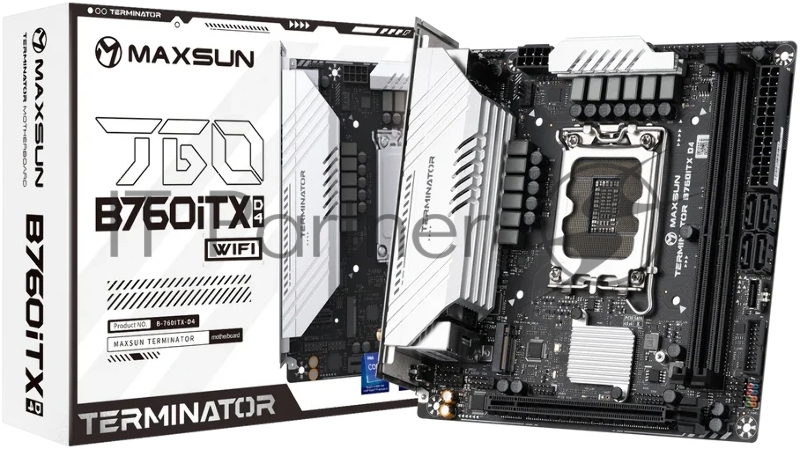 Материнская плата Maxsun MS-Terminator B760ITX D4 WIFI V3 (Socket 1700, mini-ITX, 2*DDR4(64Gb), DP/HDMI, 4*SATA3, 2*M.2, 1xPCI-E 5.0 x16, 4*USB 3.2, 1*Type-C, LAN 1*2.5G, RTL)