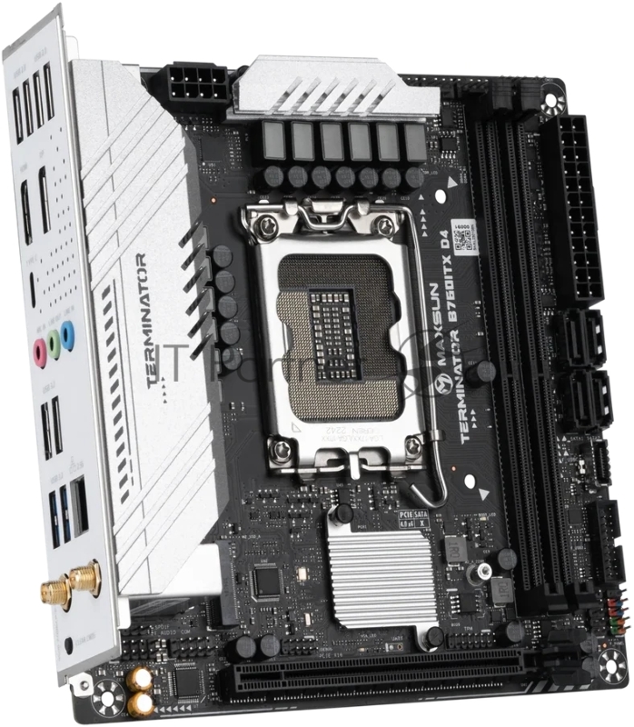 Материнская плата Maxsun MS-Terminator B760ITX D4 WIFI V3 (Socket 1700, mini-ITX, 2*DDR4(64Gb), DP/HDMI, 4*SATA3, 2*M.2, 1xPCI-E 5.0 x16, 4*USB 3.2, 1*Type-C, LAN 1*2.5G, RTL)