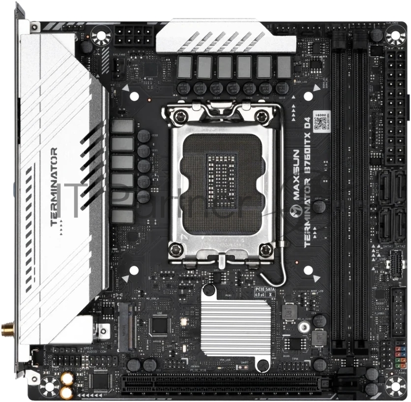 Материнская плата Maxsun MS-Terminator B760ITX D4 WIFI V3 (Socket 1700, mini-ITX, 2*DDR4(64Gb), DP/HDMI, 4*SATA3, 2*M.2, 1xPCI-E 5.0 x16, 4*USB 3.2, 1*Type-C, LAN 1*2.5G, RTL)