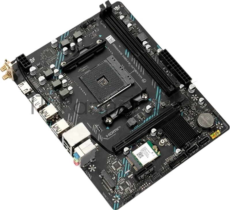 Материнская плата Maxsun MS-B450M GAMING WIFI (Socket AM4, mATX, 2*DDR4 (64Gb), DP/HDMI, 2*SATA3, 1*M.2, 1*PCIEx16/1*PCIEx1, 2*USB2.0, 4*USB 3.2 Gen1, LAN 1*1G, Wi-Fi 802.11ac, RTL)