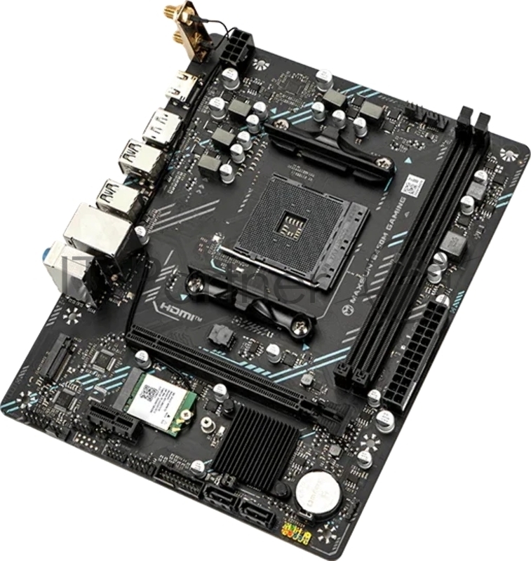 Материнская плата Maxsun MS-B450M GAMING WIFI (Socket AM4, mATX, 2*DDR4 (64Gb), DP/HDMI, 2*SATA3, 1*M.2, 1*PCIEx16/1*PCIEx1, 2*USB2.0, 4*USB 3.2 Gen1, LAN 1*1G, Wi-Fi 802.11ac, RTL)