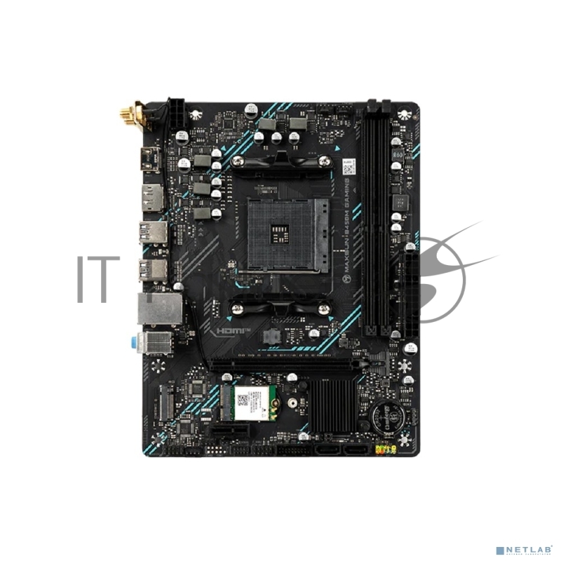 Материнская плата Maxsun MS-B450M GAMING WIFI (Socket AM4, mATX, 2*DDR4 (64Gb), DP/HDMI, 2*SATA3, 1*M.2, 1*PCIEx16/1*PCIEx1, 2*USB2.0, 4*USB 3.2 Gen1, LAN 1*1G, Wi-Fi 802.11ac, RTL)