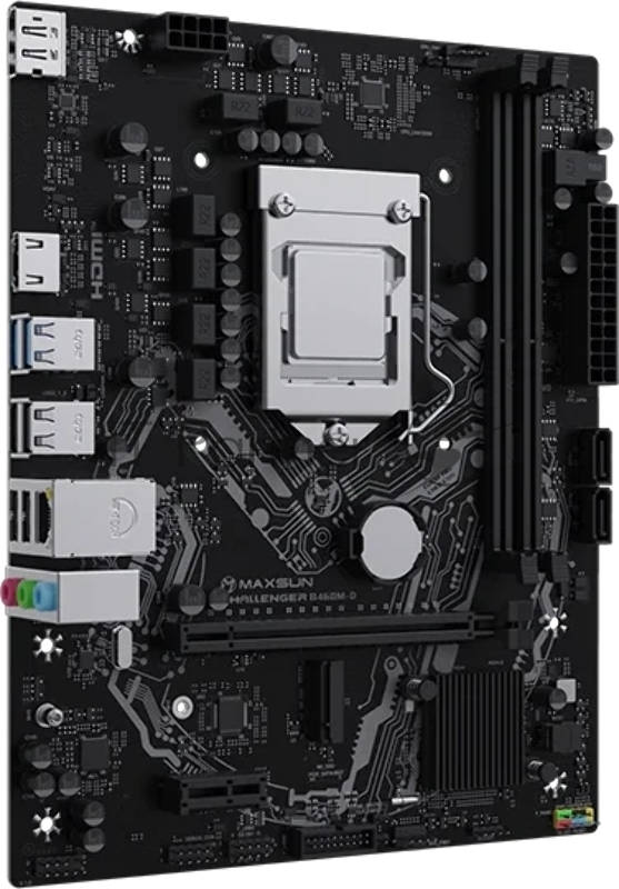 Материнская плата Maxsun MS-Challenger B460M-D (Socket 1200, mATX, 2*DDR4(64Gb), DP/HDMI, 2*SATA3, 1*M.2, 1xPCI-E x16 /1xPCI-E x, 4*USB 2.0, 2*USB 3.2 Gen1 , LAN 1*1G, RTL)