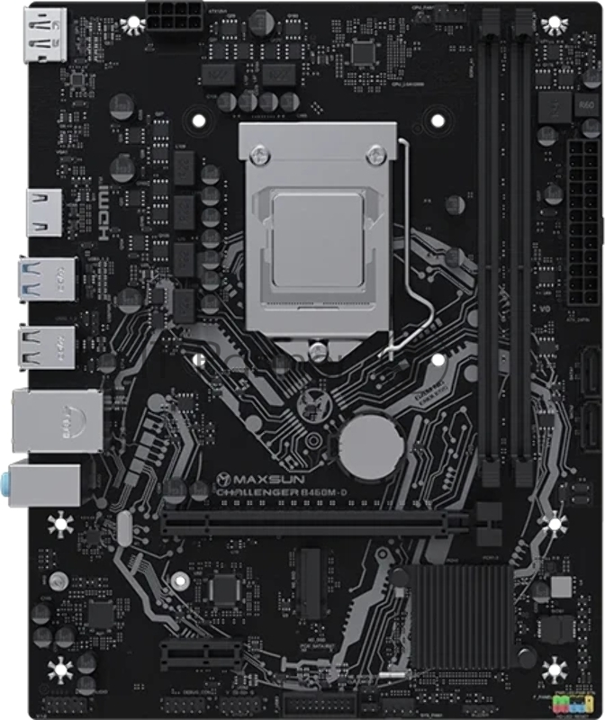Материнская плата Maxsun MS-Challenger B460M-D (Socket 1200, mATX, 2*DDR4(64Gb), DP/HDMI, 2*SATA3, 1*M.2, 1xPCI-E x16 /1xPCI-E x, 4*USB 2.0, 2*USB 3.2 Gen1 , LAN 1*1G, RTL)
