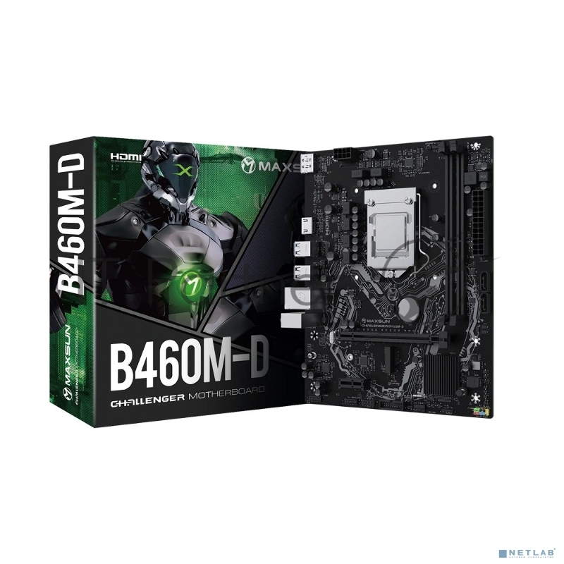 Материнская плата Maxsun MS-Challenger B460M-D (Socket 1200, mATX, 2*DDR4(64Gb), DP/HDMI, 2*SATA3, 1*M.2, 1xPCI-E x16 /1xPCI-E x, 4*USB 2.0, 2*USB 3.2 Gen1 , LAN 1*1G, RTL)