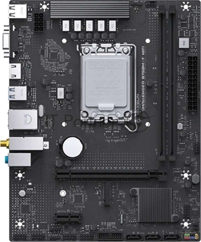 Материнская плата Maxsun MS-Challenger B760M-F WIFI (Socket 1700, mATX, 2*DDR4(64Gb), VGA/HDMI, 3xSATA3, 1*M.2,1xPCI-E x16/1xPCI-E x1, 2*USB 2.0, 2*USB 3.2 Gen1, LAN 1*1G, Bluetooth, Wi-Fi 802.11ac, RTL)