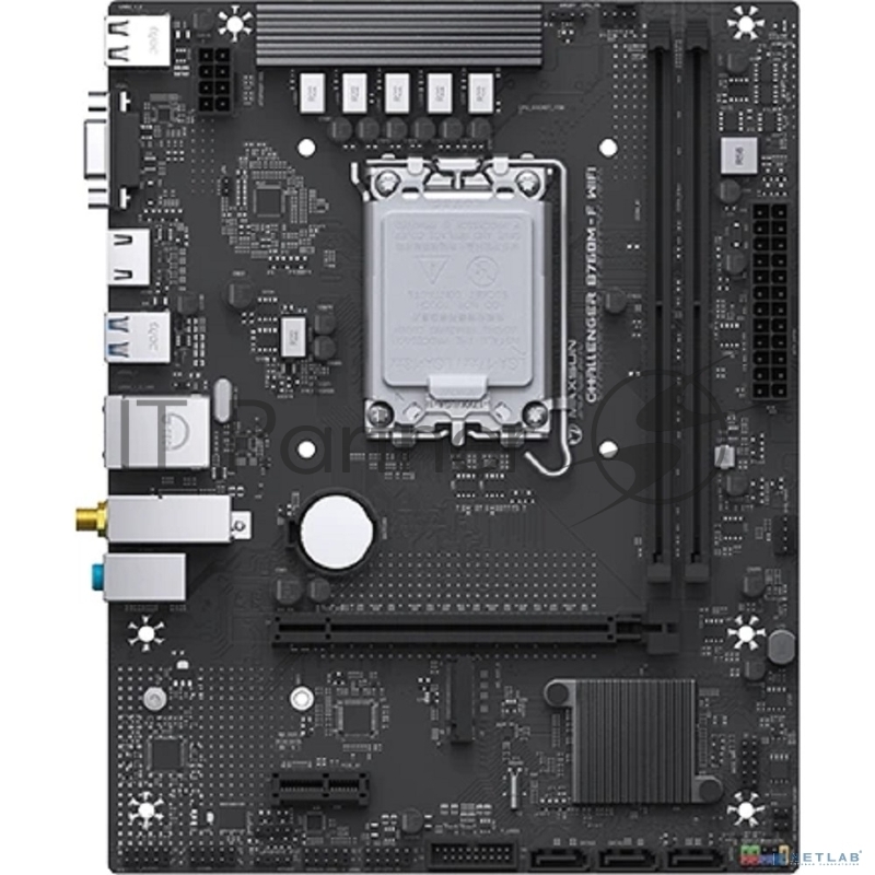 Материнская плата Maxsun MS-Challenger B760M-F WIFI (Socket 1700, mATX, 2*DDR4(64Gb), VGA/HDMI, 3xSATA3, 1*M.2,1xPCI-E x16/1xPCI-E x1, 2*USB 2.0, 2*USB 3.2 Gen1, LAN 1*1G, Bluetooth, Wi-Fi 802.11ac, RTL)