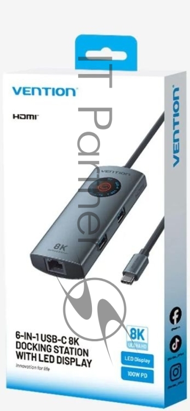 Мультифункциональный хаб Vention USB-C 6 в 1 HDMI 8K