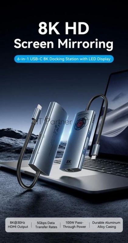 Мультифункциональный хаб Vention USB-C 6 в 1 HDMI 8K
