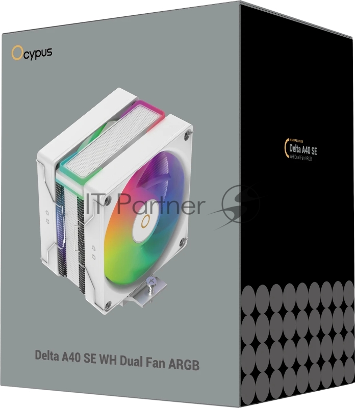 Кулер для процессора Ocypus Delta A40 SE WH Dual Fan ARGB, 2x120mm ARGB FAN, Top ARGB Panel, 4 HEAT PIPES, 4-PIN PWM, 800-1800 RPM, 31DBA, HYDRO BEARING, LGA115X/1200/1700/18XX, AM4/AM5