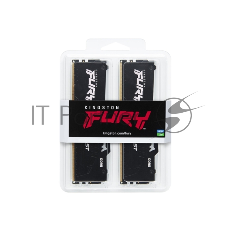 Оперативная память Kingston Fury Beast, DDR5, 64Gb (2x32Gb), 5200MHz, CL40, DIMM, с радиатором, RGB, черный