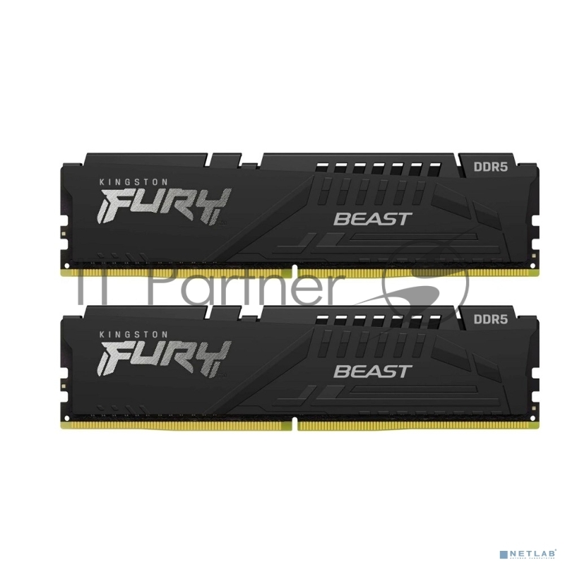Оперативная память Kingston Fury Beast, DDR5, 64GB (2x32GB), 5600MHz, CL40, DIMM, радиатор, черный