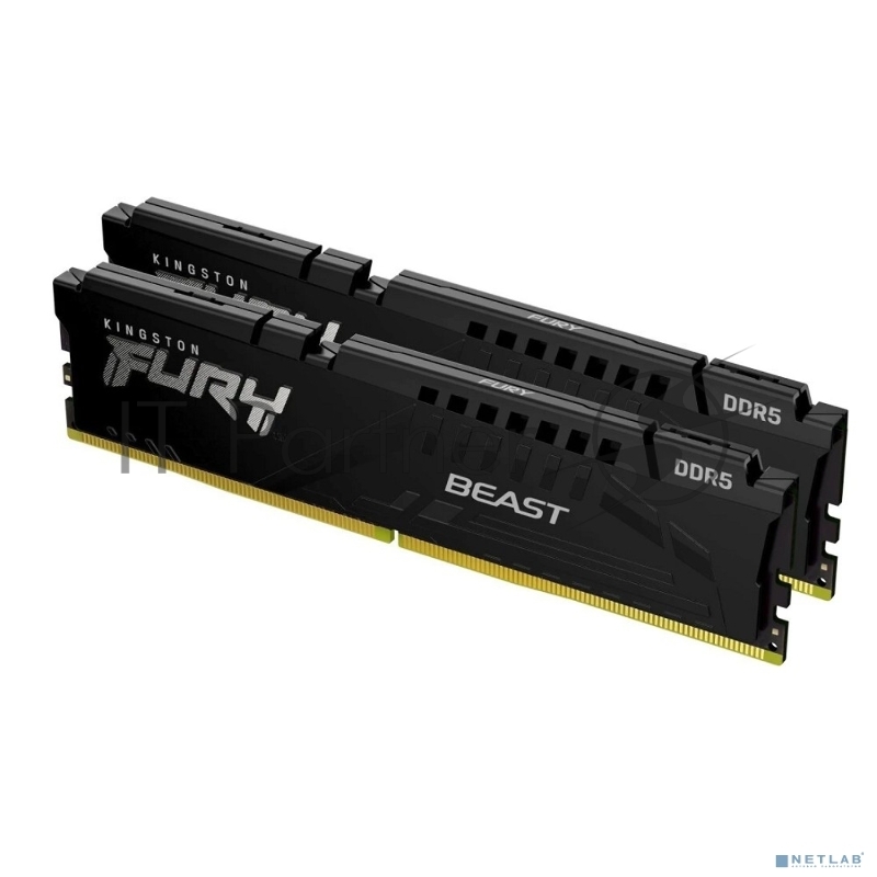 Оперативная память Kingston Fury Beast, DDR5, 64GB (2x32GB), 5600MHz, CL40, DIMM, радиатор, черный