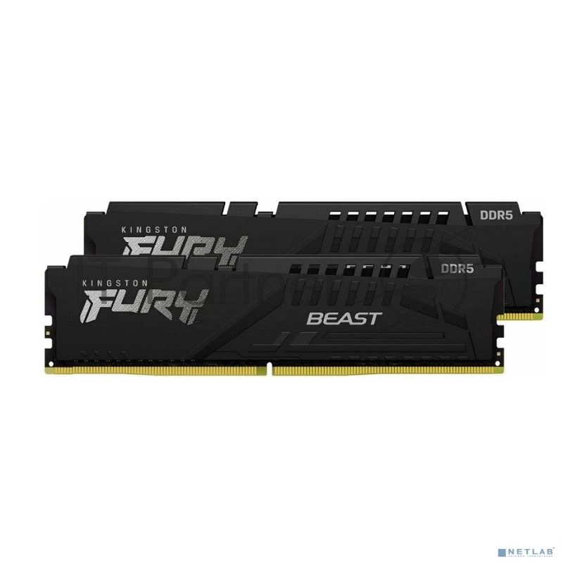 Оперативная память Kingston Fury Beast, DDR5, 64GB (2x32GB), 5600MHz, CL40, DIMM, радиатор, черный