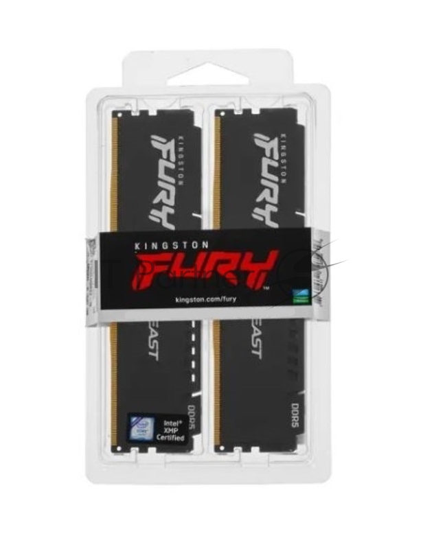 Оперативная память Kingston Fury Beast, DDR5, 64GB (2x32GB), 5600MHz, CL40, DIMM, радиатор, черный