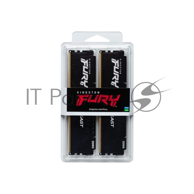 Оперативная память Kingston Fury Beast, DDR5, 64GB (2x32GB), 5600MHz, CL40, DIMM, радиатор, черный