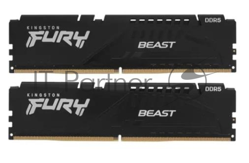 Оперативная память Kingston Fury Beast, DDR5, 64GB (2x32GB), 5600MHz, CL40, DIMM, радиатор, черный