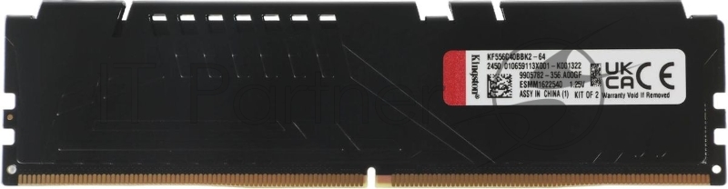 Оперативная память Kingston Fury Beast, DDR5, 64GB (2x32GB), 5600MHz, CL40, DIMM, радиатор, черный