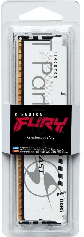 Оперативная память Kingston Fury Beast, DDR5, 32Gb (1x32Gb), 5600MHz, CL36, DIMM, с радиаторами, белый