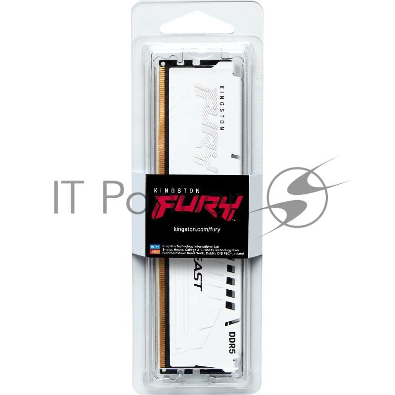 Оперативная память Kingston Fury Beast, DDR5, 32Gb (1x32Gb), 5600MHz, CL36, DIMM, с радиаторами, белый