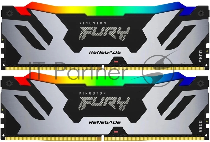 Оперативная память Kingston Fury Renegade, DDR5, 32Gb (2x16GB), 7200MHz, CL38, DIMM, с радиатором, RGB, серебристый/черный