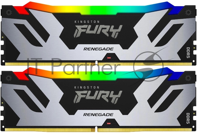 Оперативная память Kingston Fury Renegade, DDR5, 32Gb (2x16GB), 7200MHz, CL38, DIMM, с радиатором, RGB, серебристый/черный