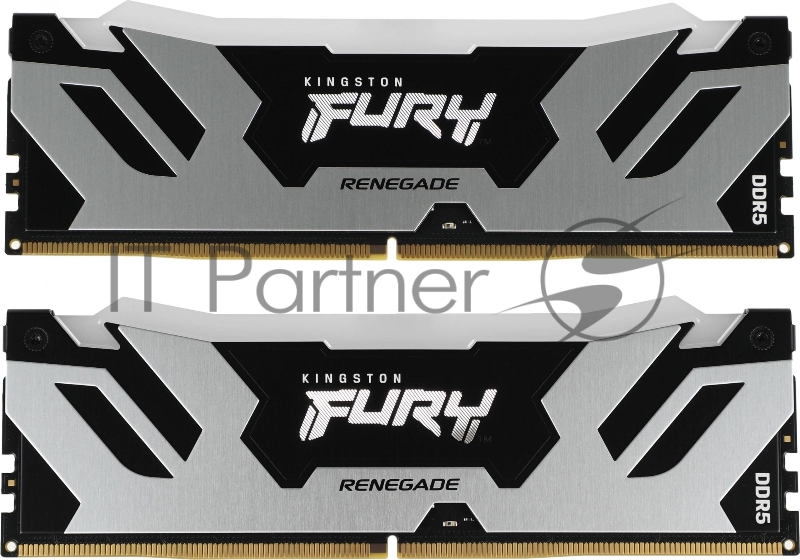 Оперативная память Kingston Fury Renegade, DDR5, 32Gb (2x16GB), 7200MHz, CL38, DIMM, с радиатором, RGB, серебристый/черный