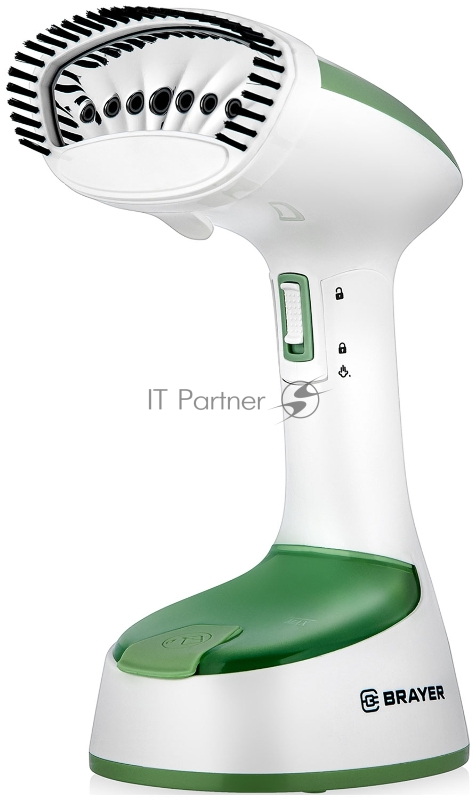 Отпариватель BRAYER BR4128GN, 1500 Вт, пар 20 г/мин, съем.щетка, фиксация пара, 120 мл