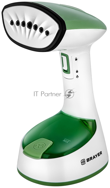 Отпариватель BRAYER BR4128GN, 1500 Вт, пар 20 г/мин, съем.щетка, фиксация пара, 120 мл