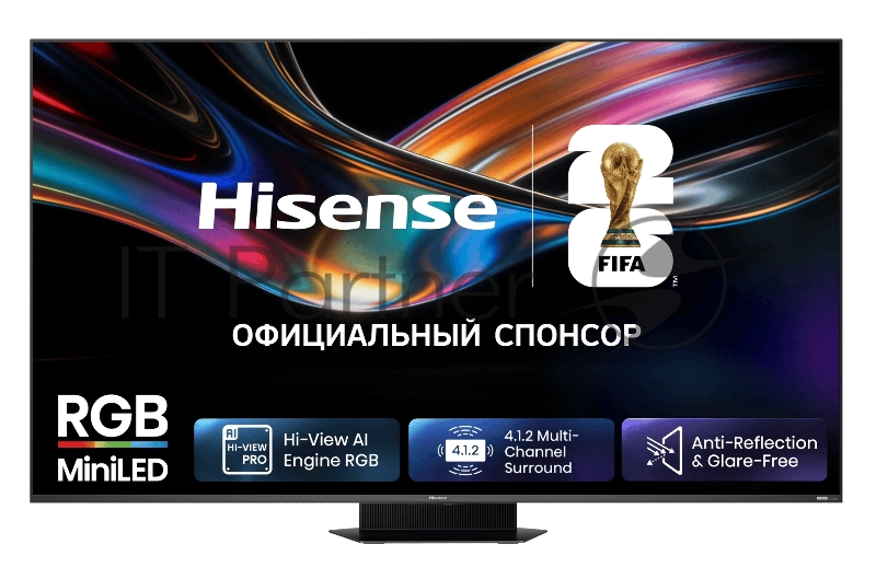 Телевизор RGB Mini-LED 65 Hisense, Ultra HD, VA, Local Dimming Zones 1056, 4K 48-170Hz, 2K 48-330Hz, Smart TV (HomeOS U9.5), Wi-Fi, DVB-T2/T/C/S2/S, HDR 10+, Dolby Vision, Dolby Atmos, Bluetooth, 4.1.2 CH, 2*15W(Main)+2*10W(Surround)+20