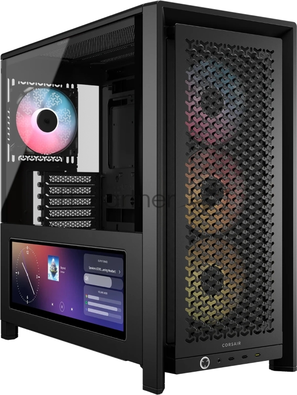 Корпус без блока питания/ Case Corsair Frame 4000D LCD RS ARGB, Midi-Tower, TG, 3x120mm ARGB, 2xUSB-A 3.2, 1xUSB 3.2 Type-C, E-ATX, ATX, mATX, mITX Black
