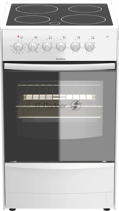 Плита электрическая Darina B 3607 W белый/черный, конфорок 4 шт, духовка 50 л, 50 см x 85 см x 56 см
