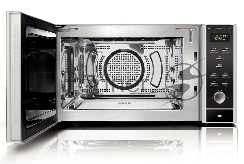 Микроволновая печь CASO MCG 25 Ceramic Chef зеркальный/черный, 25 л, 900 Вт, переключатели - кнопки, поворотный механизм