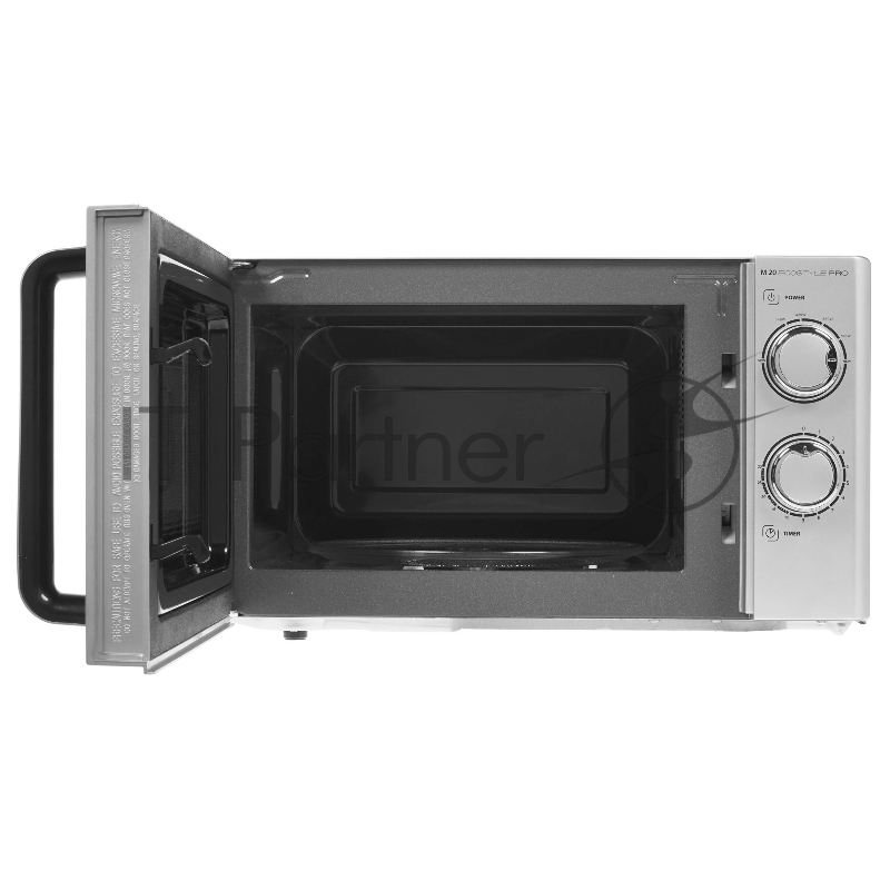 Микроволновая печь CASO M 20 Ecostyle Pro серебристый/черный, 20 л, 800 Вт, переключатели - поворотный механизм