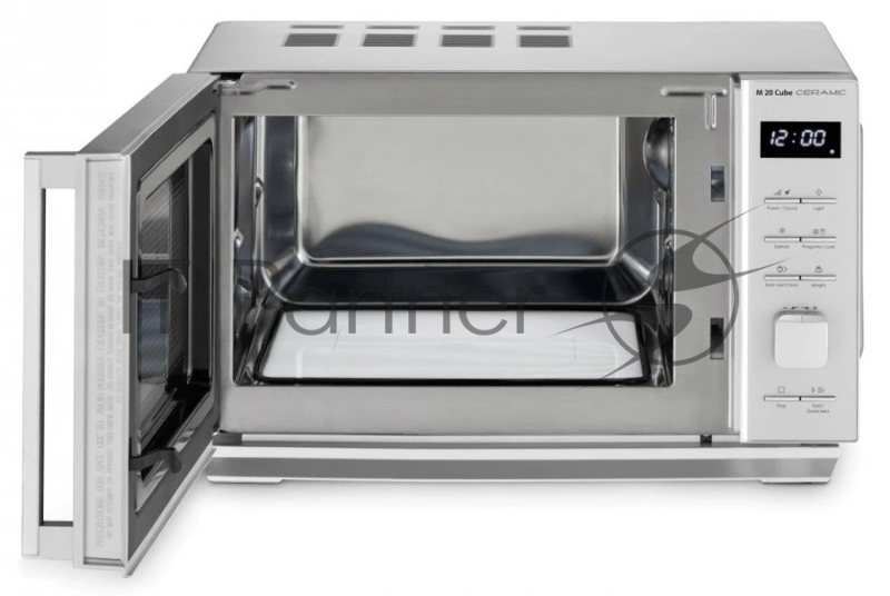 Микроволновая печь CASO M 20 Cube Ceramic серебристый, 20 л, 800 Вт, переключатели - кнопки, поворотный механизм